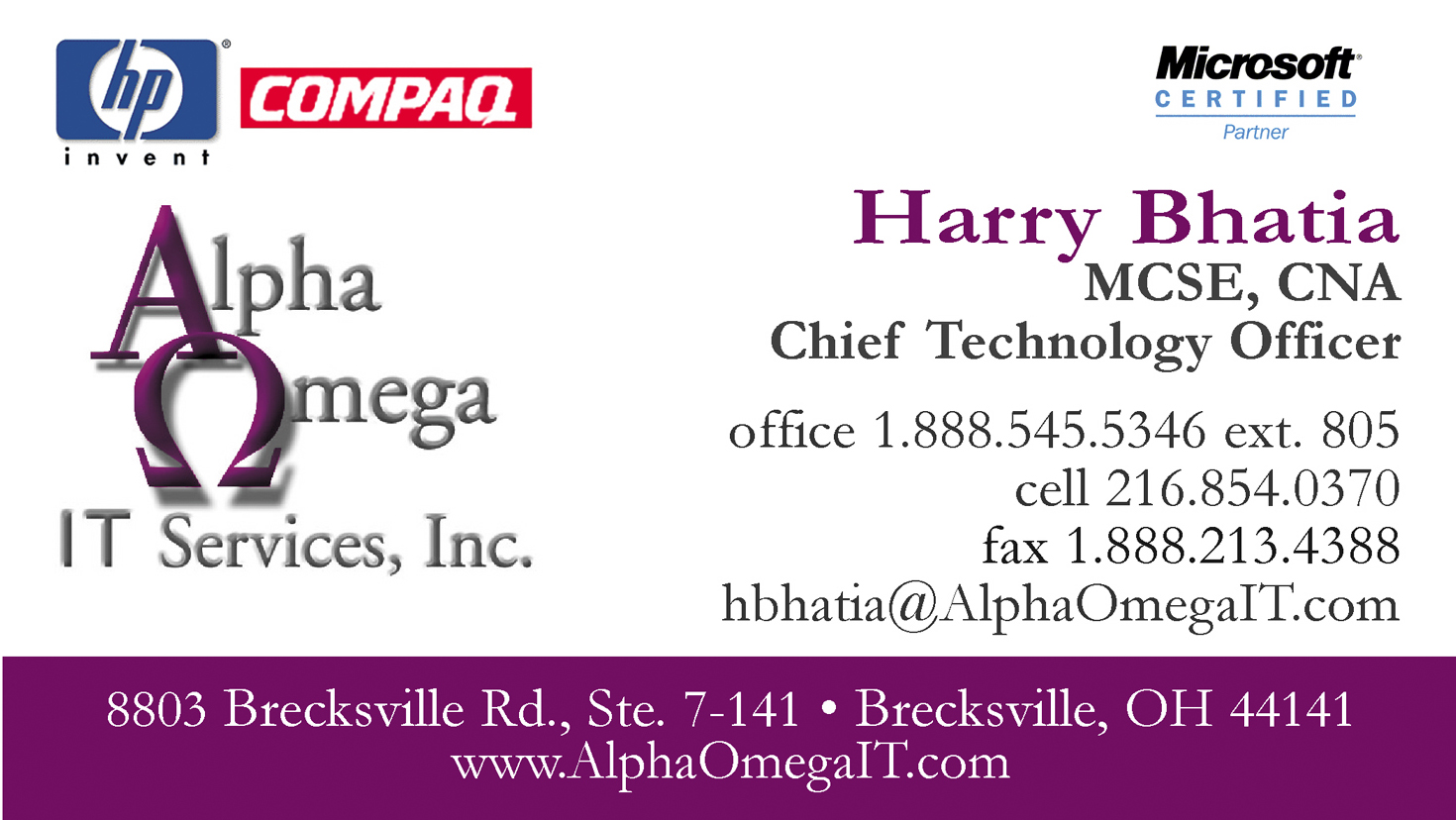 
full color business cards alpha omega it services
